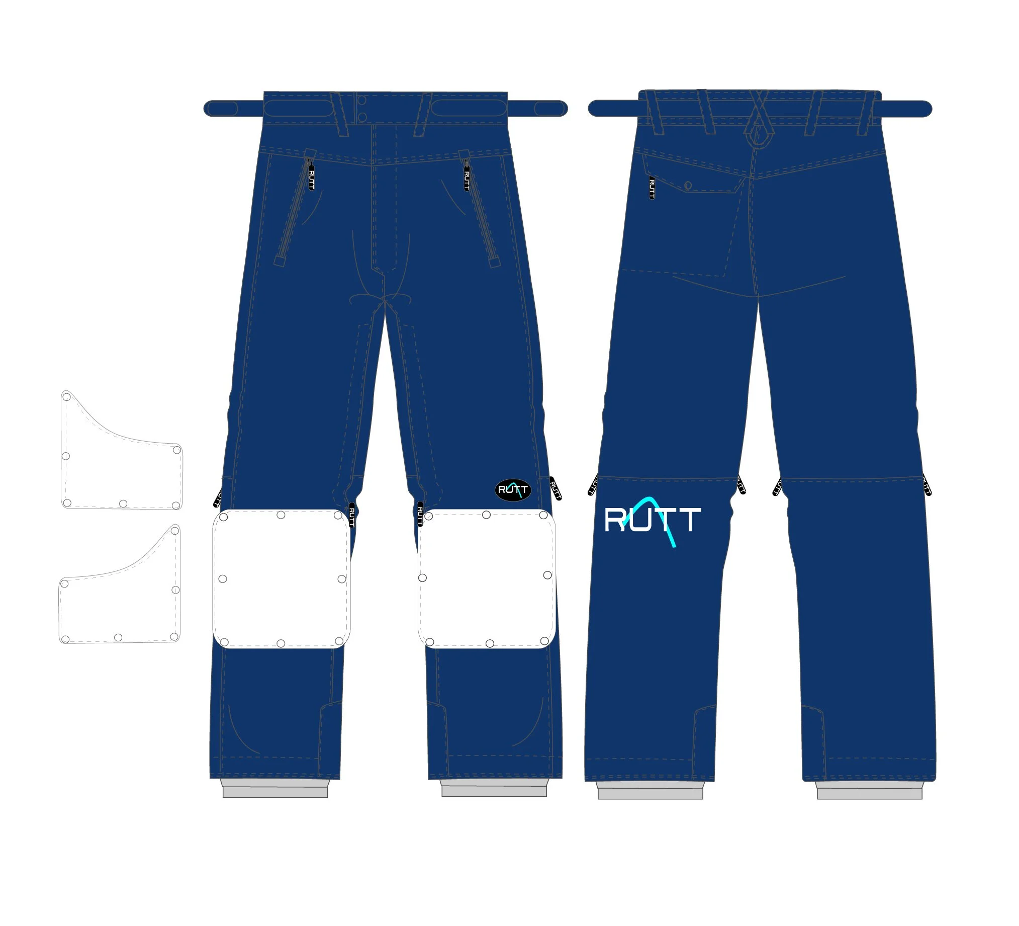 RUTT CLASSIC MOGUL PANTS, NAVY INSULATED W/ White Patches RUTT CLASSIC MOGUL PANTS, NAVY INSULATED W/ White Patches